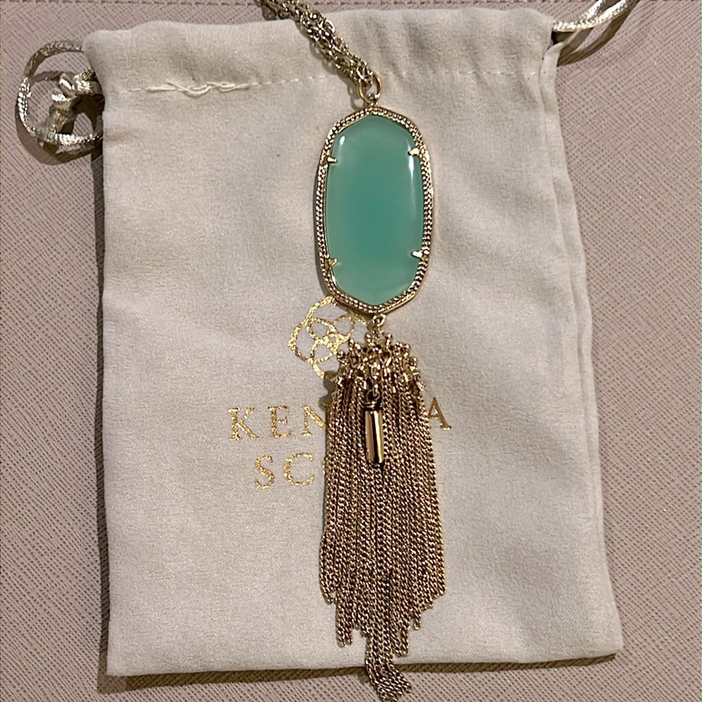 Kendra Scott Rayne Necklace Green & Gold